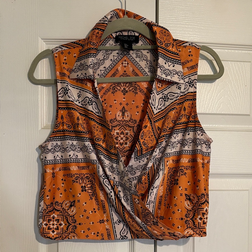 Orange and black tank blouse